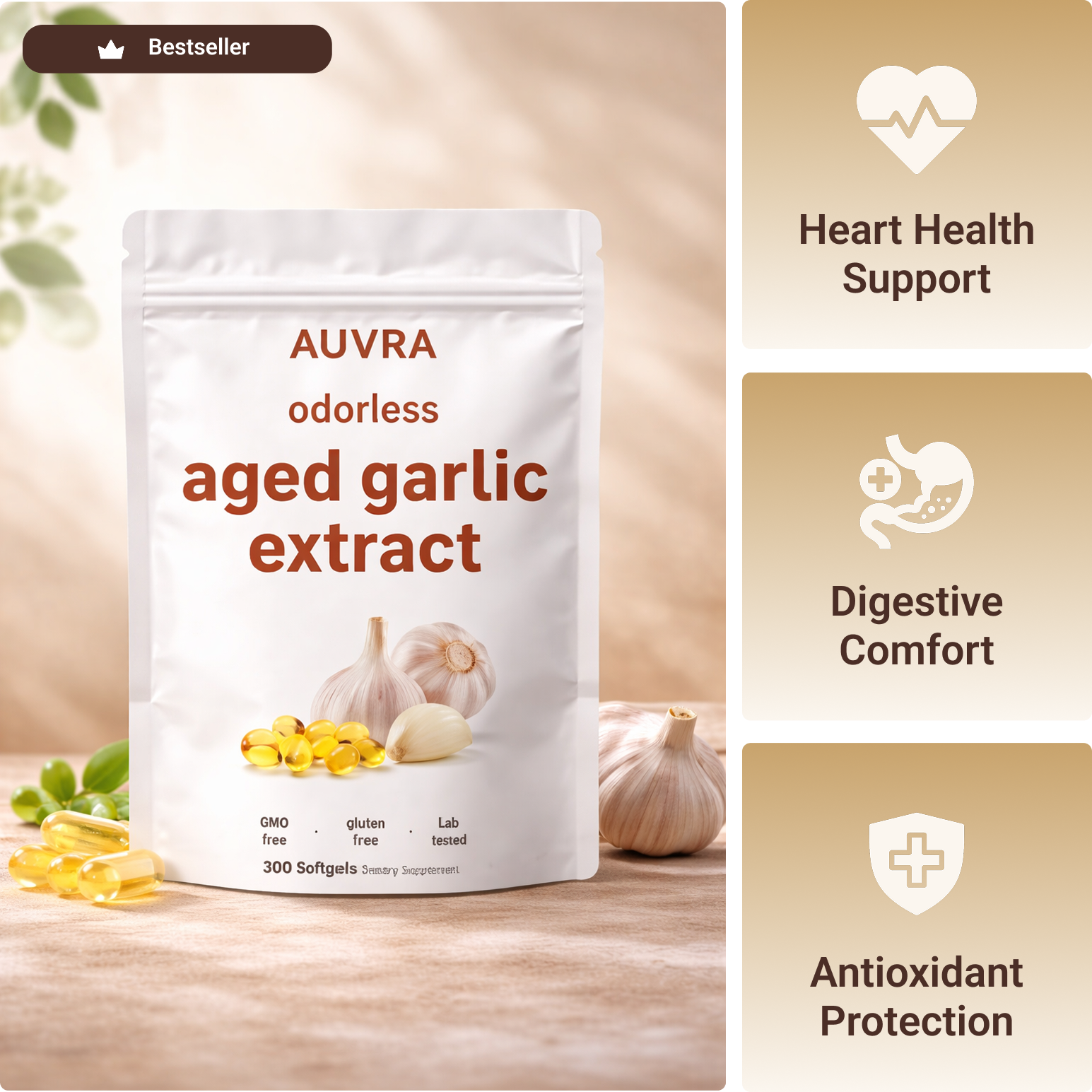 Odorless Aged Garlic Extract, 300 Softgels